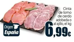 Oferta de Cinta De Lomo De Cerdo Adobada O Al Ajillo por 6,99€ en Unide Supermercados