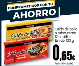 Oferta de Unide - Caldo De Pollo O Sabor Carne 12 Pastillas por 0,65€ en Unide Market