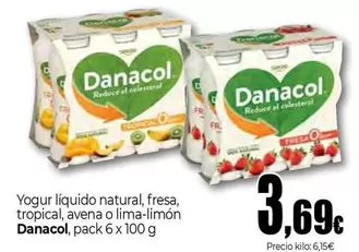 Oferta de Danacol - Yogur Liquido Natural, Fresa, Tropical, Avena O Lima-limon por 3,69€ en Unide Market