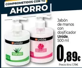 Oferta de Unide - Jabon De Manos Con Dosificador por 0,89€ en Unide Market