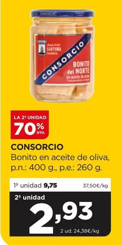 Oferta de Consorcio - Bonito En Aceite De Oliva por 9,75€ en Alimerka