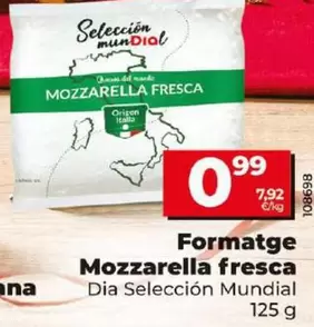 Oferta de Dia Seleccion Mundial - Queso Mozzarella Fresca por 0,99€ en Dia