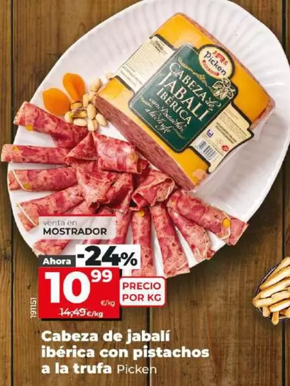 Oferta de Picken - Cabeza De Jabalí Iberica Con Pistachos A La Trufa por 10,99€ en Dia