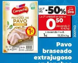 Oferta de Campofrío - Pavo Braseado Extrajugoso En Lonchas  por 1€ en Dia