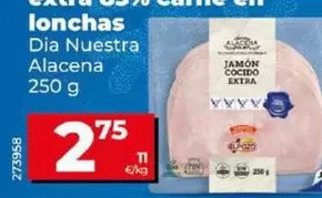 Oferta de Dia Nuestra Alacena - Jamón Cocido Extra 85% Carne En Lonchas por 2,75€ en Dia