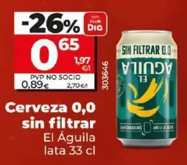 Oferta de Cerveza 0,0 por 0,65€ en Dia