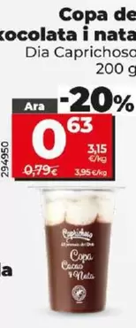 Oferta de Dia Caprichoso - Copa De Chocolate Y Nata por 0,63€ en Dia