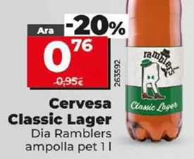 Oferta de Dia Ramblers - Cerveza Classic Lager por 0,76€ en Dia