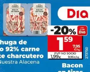 Oferta de Dia Nuestra Alacena - Bacon En Tiras por 1,59€ en Dia