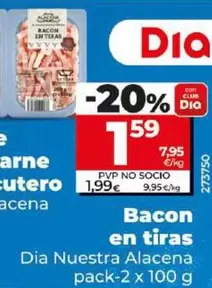 Oferta de Dia Nuestra Alacena - Bacon En Tiras por 1,59€ en Dia