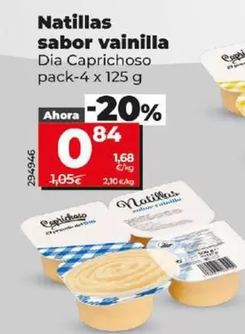 Oferta de Dia Caprichoso - Natillas Sabor Vainilla por 0,84€ en Dia