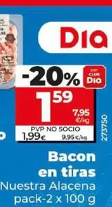 Oferta de Dia Nuestra Alacena - Bacon En Tiras  por 1,59€ en Dia