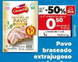 Oferta de Campofrío - Pavo Braseado Extrajugoso En Ionchas  por 1€ en Dia