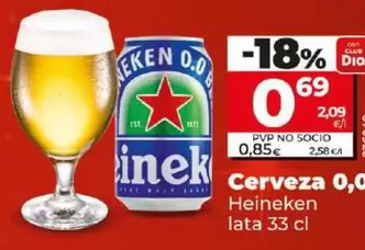 Oferta de Heineken - Cerveza 0.0 por 0,69€ en Dia