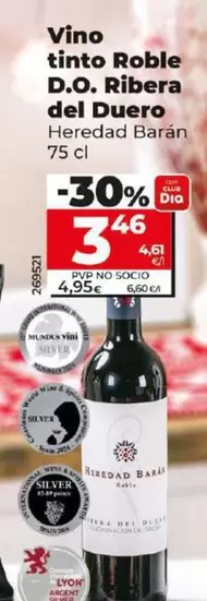 Oferta de Heredad Baran - Vino Tinto Roble D.o. Ribera Del Duero por 3,46€ en Dia