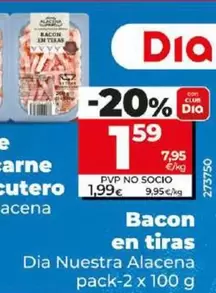 Oferta de Dia Nuestra Alacena - Bacon En Tiras por 1,59€ en Dia