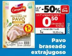 Oferta de Campofrío - Pavo Braseado Extrajugoso En Lonchas por 1€ en Dia