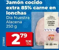 Oferta de Dia Nuestra Alacena - Jamon Cocido Extra 85% Carne En Lonchas por 2,79€ en Dia