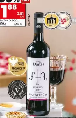 Oferta de Vina Danza - Vino Tinto Reserve D.O. Valdepenas  por 1,88€ en Dia