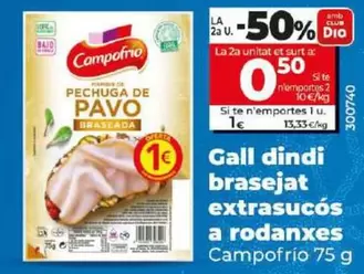 Oferta de Campofrío - Pavo Braseado Extrajugoso En Lonchas por 1€ en Dia