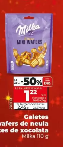 Oferta de Milka - Galletas Mini Wafers De Barquillo Recubiertas De Chocolate  por 2,45€ en Dia