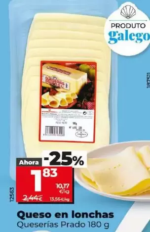 Oferta de Queserias Prado - Queso En Lonchas por 1,83€ en Dia