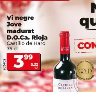 Oferta de Castillo De Haro - Vino Tinto Joven Madurado D.O.Ca. por 3,99€ en Dia