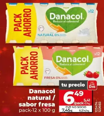 Oferta de Danacol -  Natural / Sabor Fresa por 6,49€ en Dia