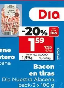 Oferta de Dia Nuestra Alacena - Bacon En Tiras por 1,59€ en Dia