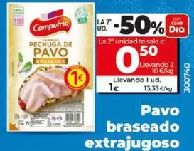 Oferta de Campofrío - Pavo Braseado Extrajugoso En Lonchas  por 1€ en Dia