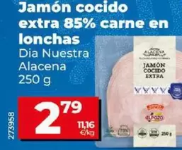 Oferta de Dia Nuestra Alacena - Jamon Cocido Extra 85% Carne En Lonchas por 2,79€ en Dia