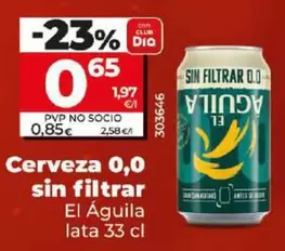 Oferta de El Águila - Cerveza 0,0 Sin Filtrar por 0,65€ en Dia