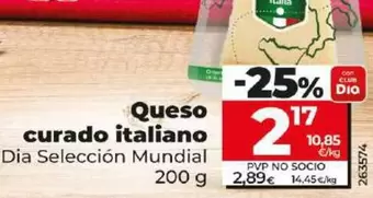 Oferta de Dia Seleccion Mundial - Queso Curado Italiano por 2,17€ en Dia