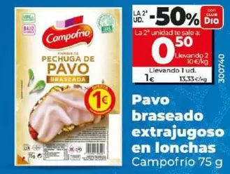 Oferta de Campofrío - Pavo Braseado Extrajugoso En Lonchas por 1€ en Dia