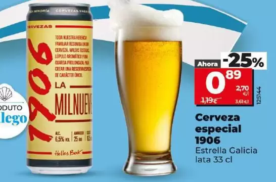 Oferta de Estrella Galicia - Cerveza Especial 1906 por 0,89€ en Dia