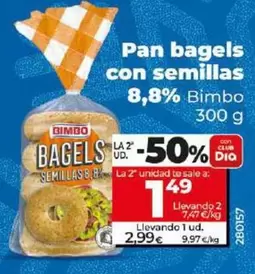 Oferta de Bimbo - Pan Bagels Con Semillas por 2,99€ en Dia