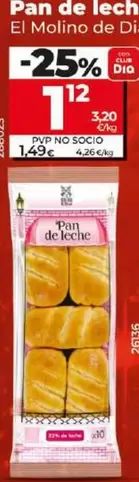 Oferta de El Molino De Dia - Pan De Leche por 1,12€ en Dia