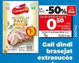 Oferta de Campofrío - Pavo Braseado Extrajugoso En Lonchas por 1€ en Dia