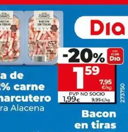 Oferta de Dia Nuestra Alacena - Bacon En Tiras por 1,59€ en Dia