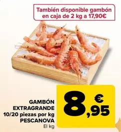 Oferta de Pescanova - Gambon Extragrande 10/20 Piezas Por Kg  por 8,95€ en Carrefour