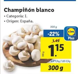 Oferta de Champiñón blanco por 1,15€ en Lidl