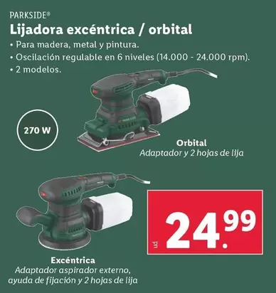 Oferta de Parkside - Lijadora Excentrica / Orbital por 24,99€ en Lidl