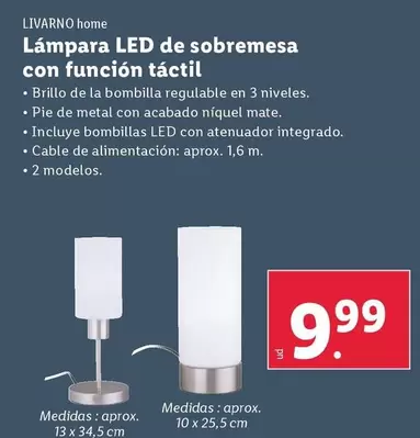 Oferta de Livarno Home - Lampara Led De Sobremesa Con Funcion Tactil por 9,99€ en Lidl