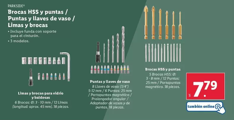 Oferta de Parkside - Brocas Hss Y Puntas / Puntas Y Lavas De Vaso / Limas Y Brocas por 7,79€ en Lidl