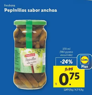 Oferta de Freshona - Pepinillos Sabor Anchoa por 0,75€ en Lidl