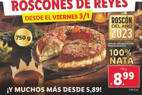 Oferta de Roscones De Reyes por 8,99€ en Lidl