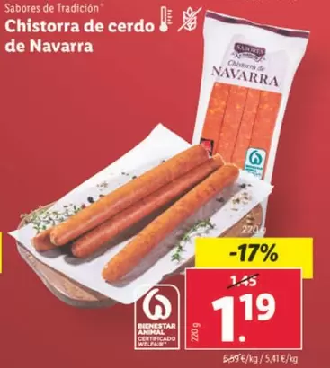 Oferta de Sabores De Tradicion - Chistorra De Cerdo De Navarra por 1,19€ en Lidl