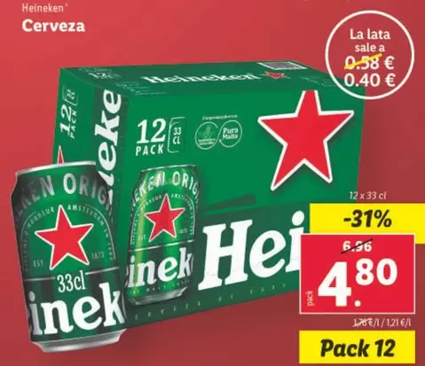 Oferta de Heineken - Cerveza por 4,8€ en Lidl