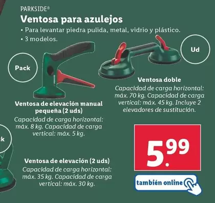 Oferta de Parkside - Ventosa Para Azulejos por 5,99€ en Lidl