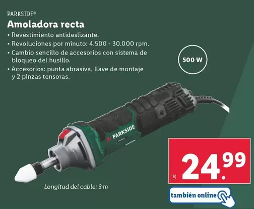 Oferta de Parkside - Amoladora Recta por 24,99€ en Lidl